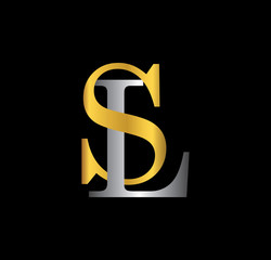 SL initial letter with gold and silver