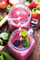 Well being and weight loss concept, berry smoothie.