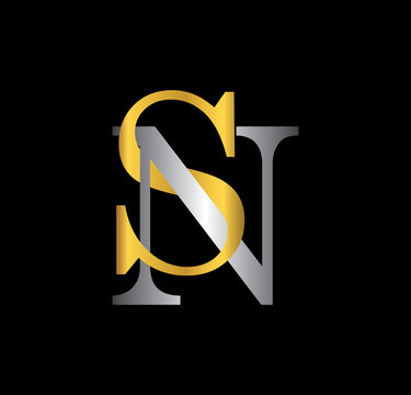 SN initial letter with gold and silver Stock Vector | Adobe Stock