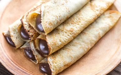 Crepes with chocolate cream