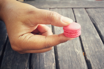 French macaroons on hand