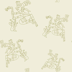 Fototapeta na wymiar Seamless pattern with symbols from Aztec codices for your design