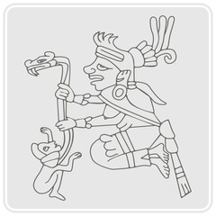 monochrome icon with symbols from Aztec codices for your design