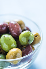 Fresh whole olives in bowl