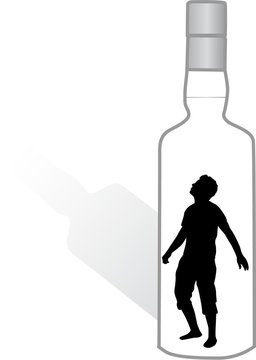 Silhouette of a man in a bottle