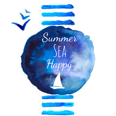 Summer sea watercolor background