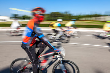 Fototapeta na wymiar Racing Bike,Motion blurred