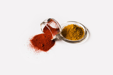Spices on white isolated background