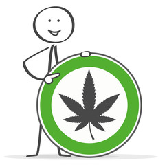 Strichmännchen freut sich über die Freigabe des Hanfs