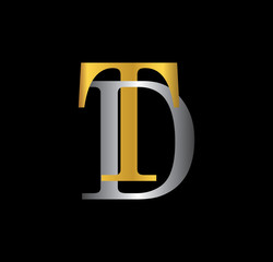 TD initial letter with gold and silver