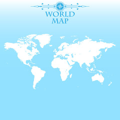 Карта мира на голубом фоне