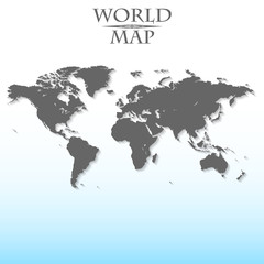 Карта мира на светлом фоне с тенью