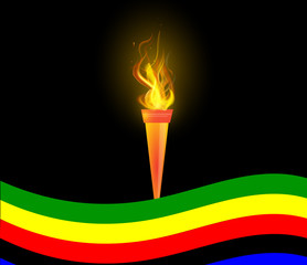 Olympic Torch and flag