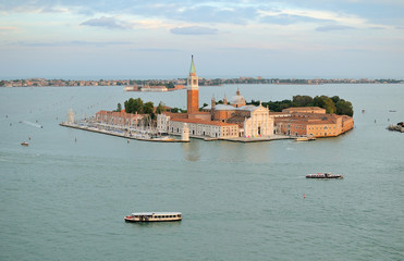 View down on the river from the chapel in Venice