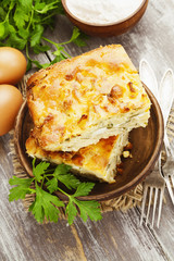 Pie with cabbage and eggs