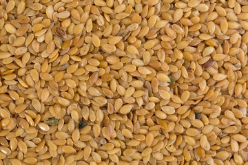 Close view of organic golden flaxseed