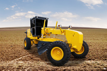 Obraz premium Motor grader on the road construction