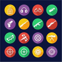 Fototapeta premium Shooting Range Icons Flat Design Circle