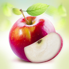 Red Apple and leafe isolated with clipping path