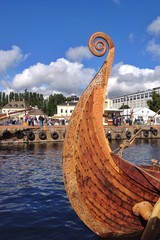norwegian historical viking ship - obrazy, fototapety, plakaty