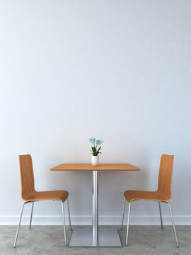 Chairs with table in composition