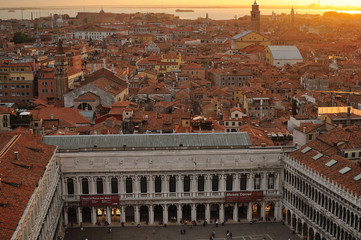 view down from the chapel at St. Mark's Square in Venice