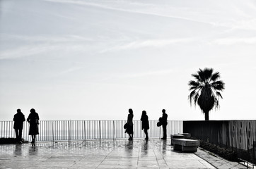 Fototapeta premium People on the terrace in Lisbon