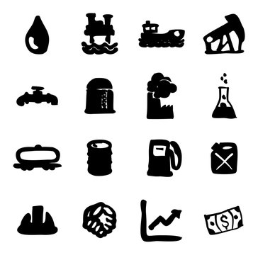 Oil Industry Icons Freehand Fill