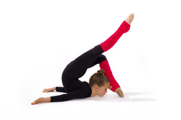 Girl gymnast on a white background
