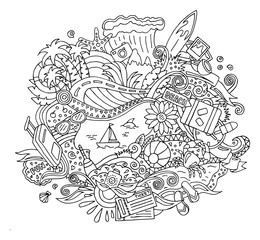 Fototapeta premium Doodle Summer Vacation Illustration
