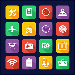 Drone Or Quadcopter Icons Flat Design 