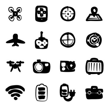 Drone Or Quadcopter Icons Freehand Fill