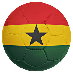 soccer ball with Ghana team flag, world football cup 2014. Isola