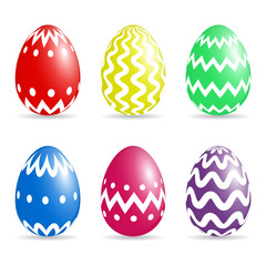 Set of colorful Easter Eggs with different patterns on it. Vector illustration.