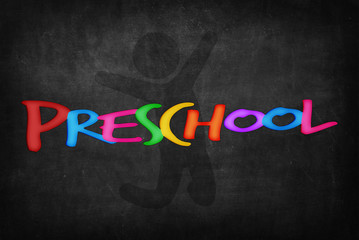 Obraz premium Preschool word on Blackboard