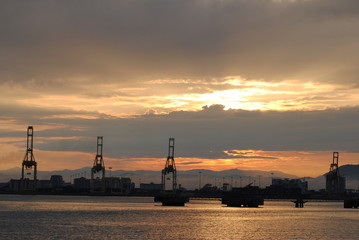 Naklejka premium Amazing sunset clouds in Penang Island, Malaysia