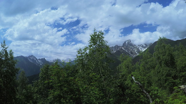 View of mountain peaks mountains Svaneti