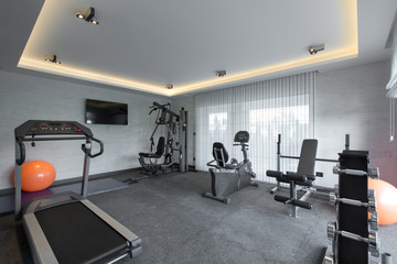 Home gym in luxury villa house - 103346606