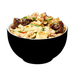 spicy chicken on the hot plate.asian food