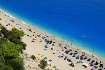 Egremni beach, Lefkada island, Greece. Large and long beach