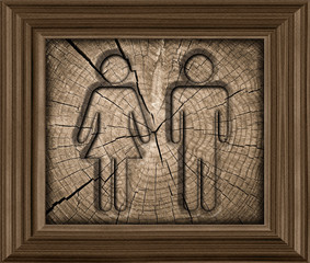 Obraz premium Men and Women toilet sign framed Isolated on white background