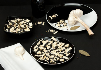 Italian Farfalle Durum Wheat Pasta With Cuttlefish Ink. Black An