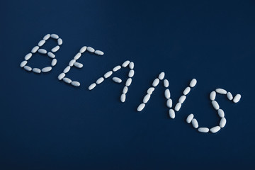 beans word side view isolated