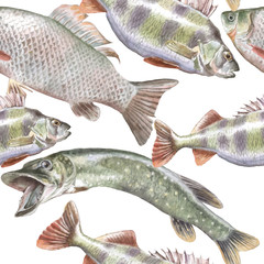 Seamless pattern with fish