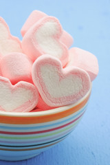 Pink heart shape of marshmallow with filter effect retro vintage