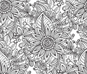Vector seamless floral pattern with fancy flowers