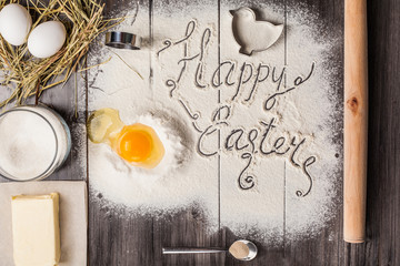 Ingredients for the dough and baking. Easter