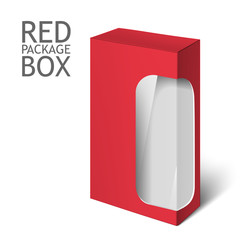 red realistic box. Mockup Template 