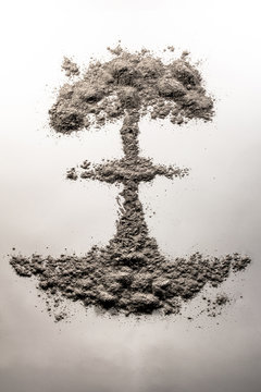 Atom bomb mushroom cloud made of ash