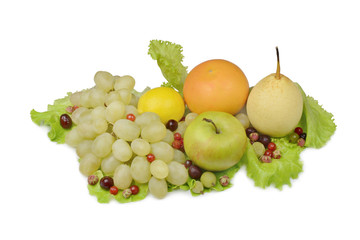 fruits on lettuce leaf